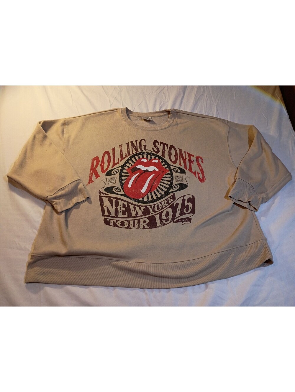 The Rolling Stones New York Tour 1975 Beige Sweatshirt XL